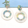 Yiwu mina factory round shape acetate and acrylic earrings women jewelry